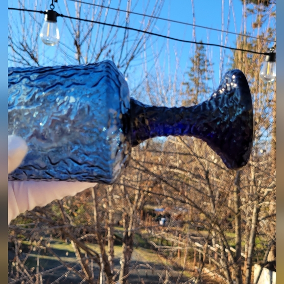LENOX Impromptu Dark Blue Water Goblets Hand Blown Crystal Stemware Set of 3 USA - Picture 15 of 16